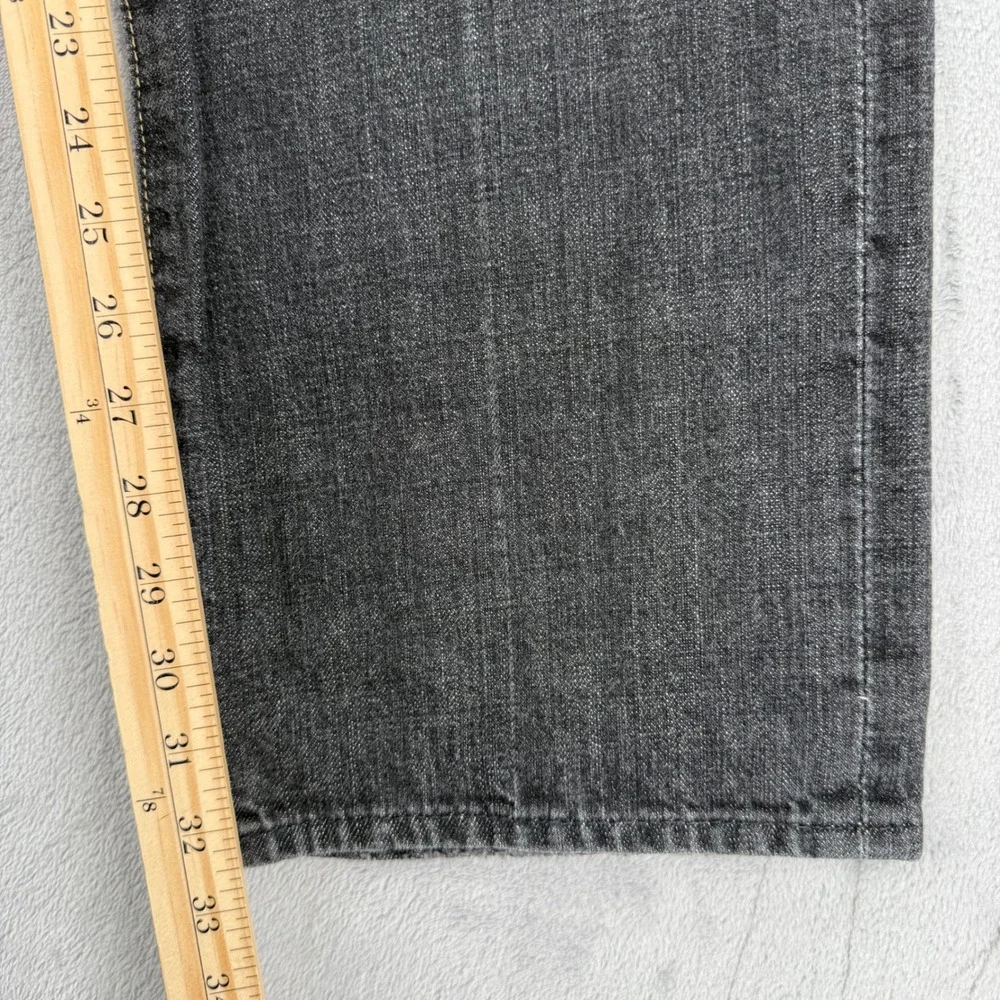 7 For All Mankind Men's Straight Jeans in Charcoal Gray with Orange Stitching